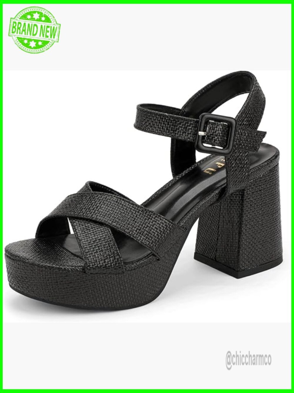 Women's Raffia Platform Chunky Heels Sandals Wedge